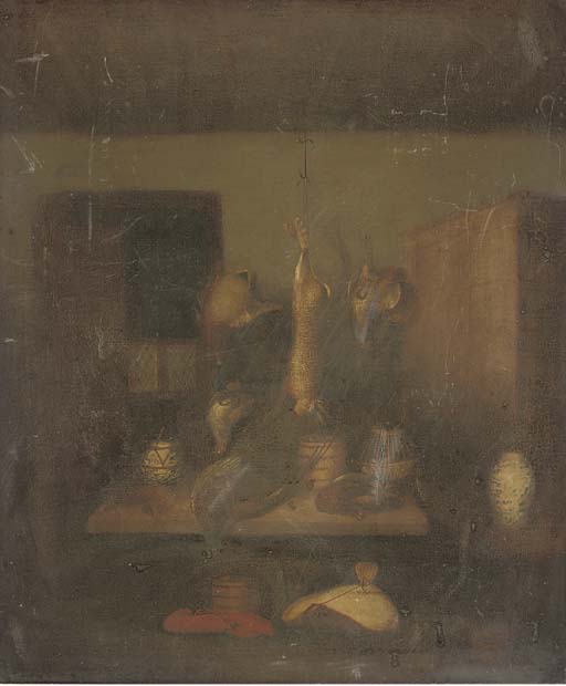 Wikioo.org - The Encyclopedia of Fine Arts - Painting, Artwork by Benjamin Blake - Game In A Larder; And A Hare With Other Game