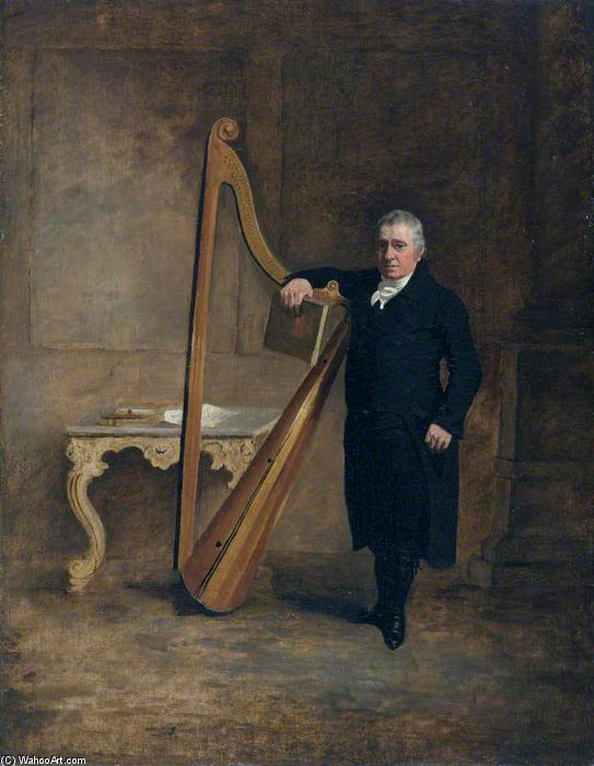 Wikioo.org - สารานุกรมวิจิตรศิลป์ - จิตรกรรม Benjamin Marshall - Griffith Owen, Harpist To The Corbet Family Of Ynysymaengwyn