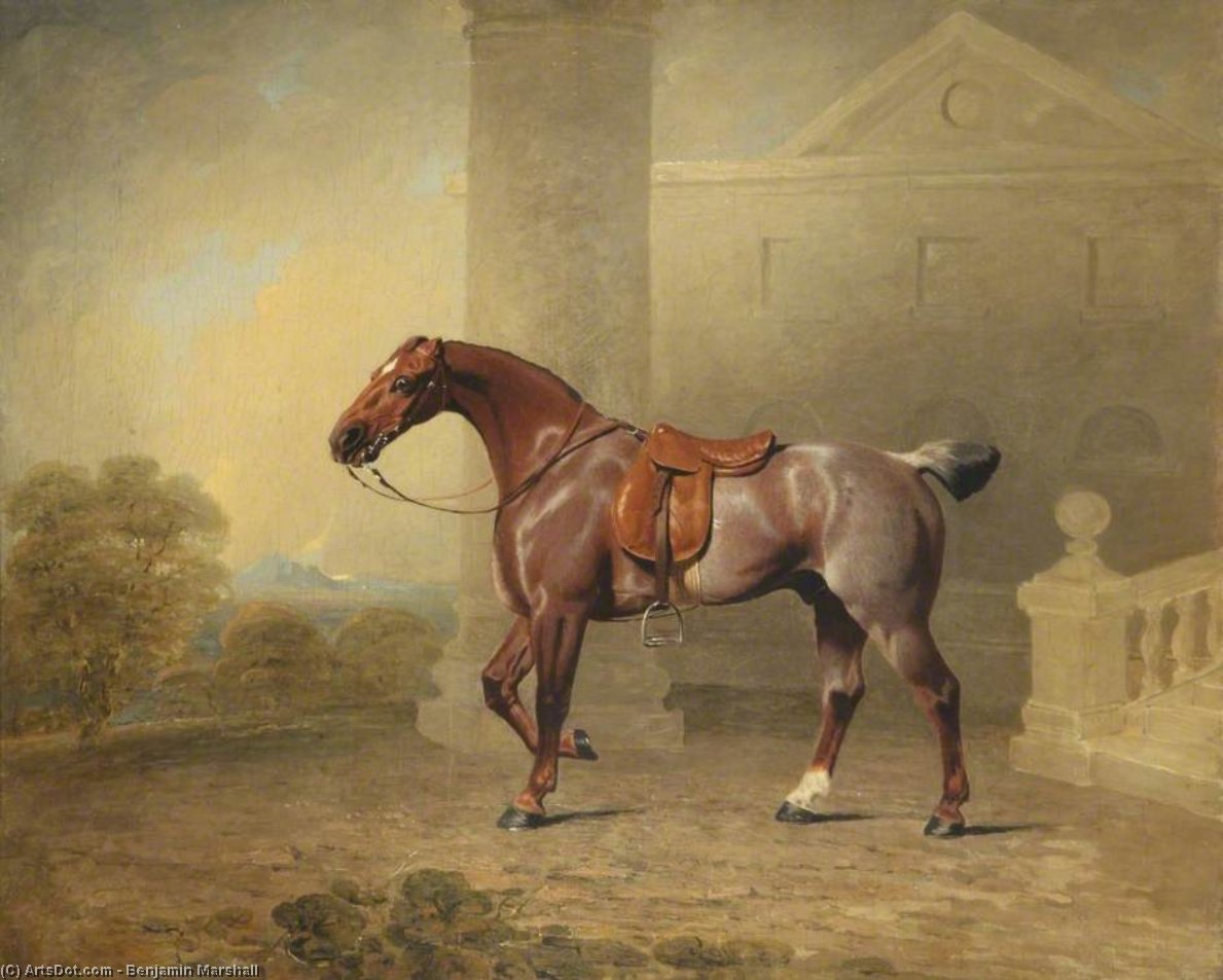WikiOO.org - Encyclopedia of Fine Arts - Målning, konstverk Benjamin Marshall - The Prince Of Wales's Favourite Roan Hack