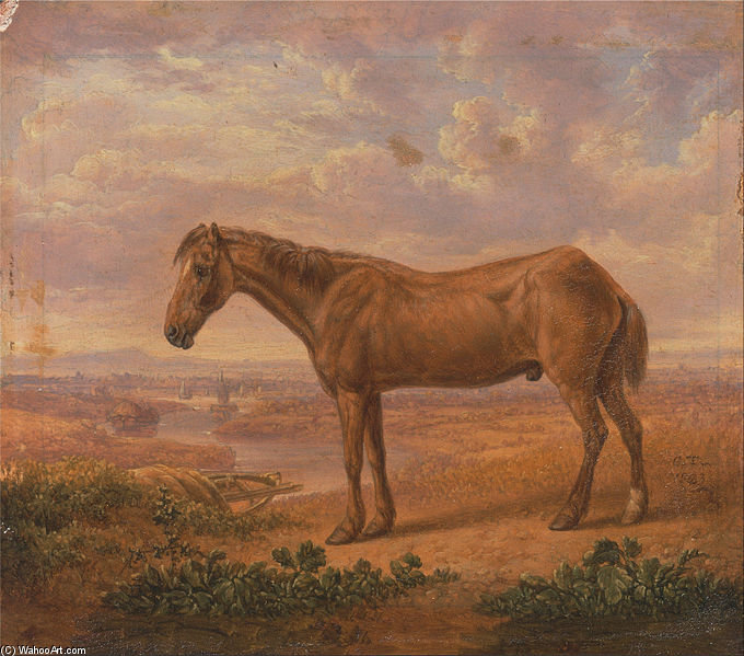 WikiOO.org – 美術百科全書 - 繪畫，作品 Charles Towne - 老比利，A吃水马，年龄 - （62）