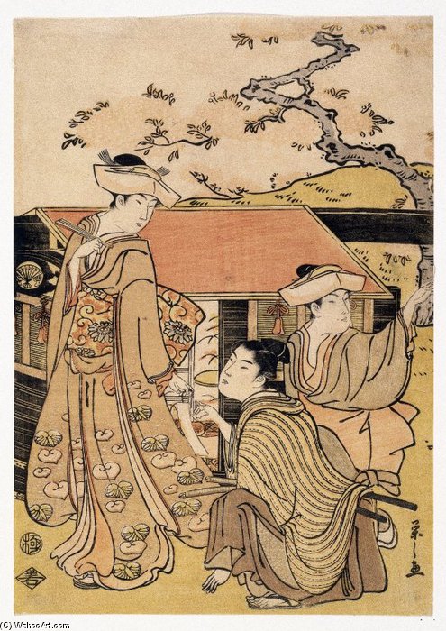 WikiOO.org - Güzel Sanatlar Ansiklopedisi - Resim, Resimler Chōbunsai Eishi - Cherry Blossom Viewing At Gotenyama Hill
