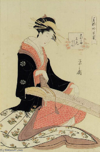 Wikioo.org - Die Enzyklopädie bildender Kunst - Malerei, Kunstwerk von Chōbunsai Eishi - Portrait der Kurtisane Mitsuhana Of The Ohishiya