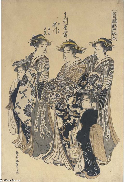WikiOO.org - Енциклопедия за изящни изкуства - Живопис, Произведения на изкуството Chōbunsai Eishi - Purple Flowers Of Edo