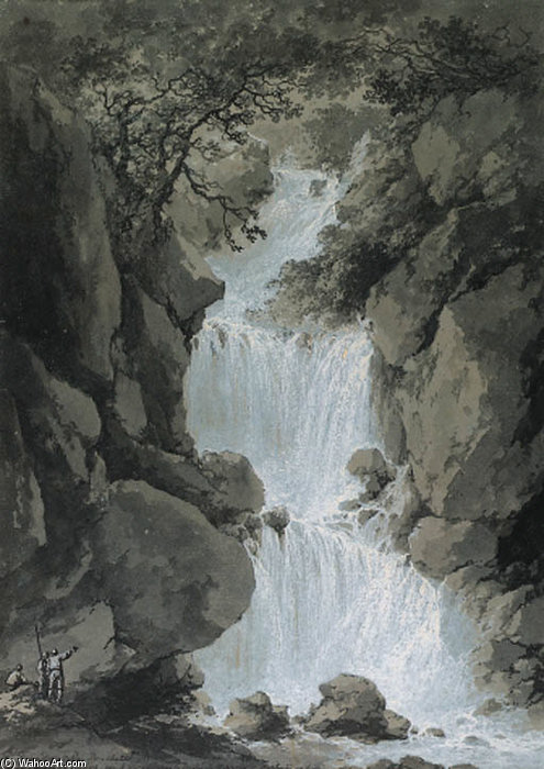 WikiOO.org - Encyclopedia of Fine Arts - Lukisan, Artwork Claude Louis Chatelet - Views Of The Reinbach Falls, Switzerland