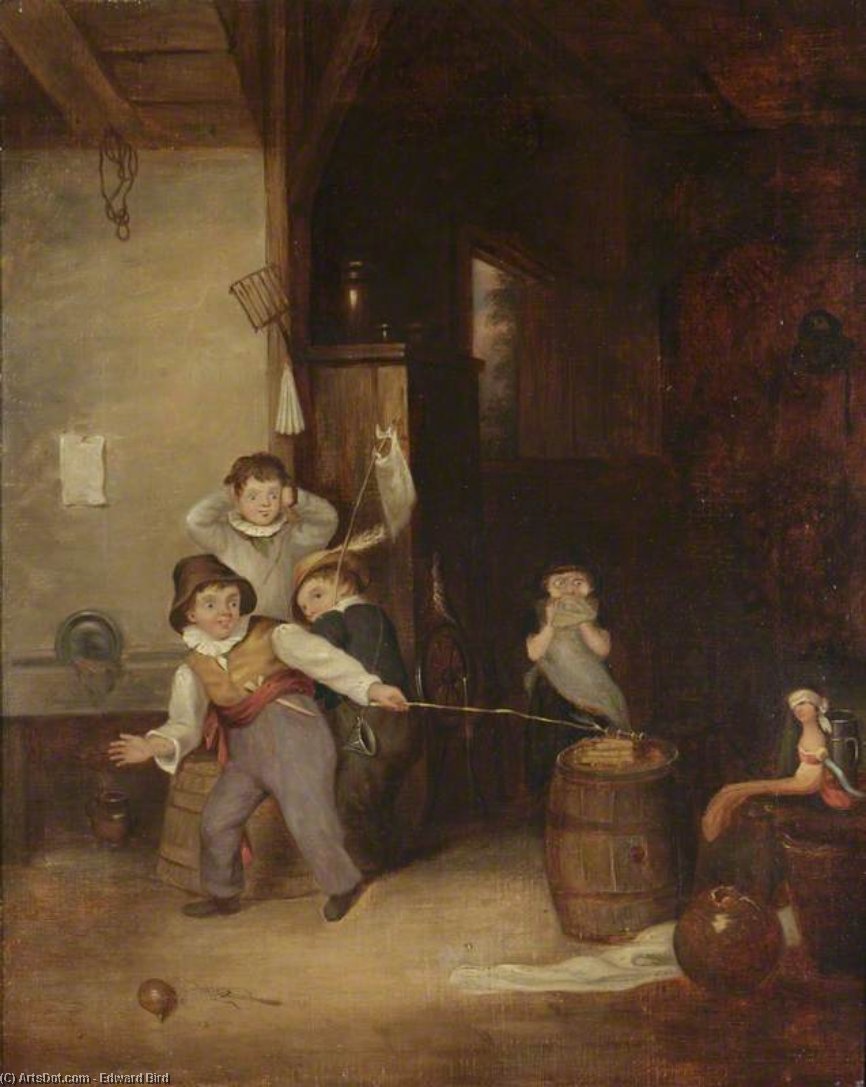 Wikioo.org - The Encyclopedia of Fine Arts - Painting, Artwork by Edward Bird - The Toy Prisoner Being Shot In The School Room