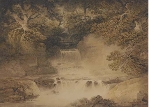 Wikioo.org – La Enciclopedia de las Bellas Artes - Pintura, Obras de arte de Francis Nicholson - Cascada En Cottendale, la cabeza de Wensleydale