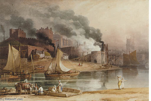 Wikioo.org - The Encyclopedia of Fine Arts - Painting, Artwork by Francis Nicholson - Chester Castle And Skinners Yard