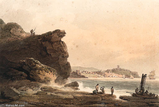 WikiOO.org - Encyclopedia of Fine Arts - Maalaus, taideteos Francis Nicholson - Scarborough From The Rocks