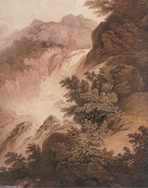 Wikioo.org - The Encyclopedia of Fine Arts - Painting, Artwork by Francis Nicholson - The Waterfall
