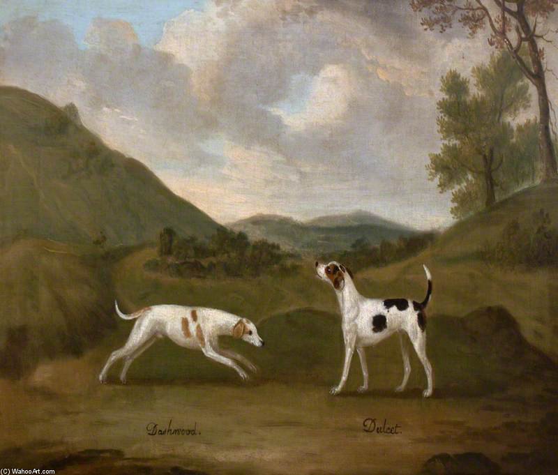 Wikioo.org - The Encyclopedia of Fine Arts - Painting, Artwork by Francis Sartorius Ii (John Francis Sartorius) - Late-compton's 'dashwood' And 'dulcet', A Pair Of Hounds