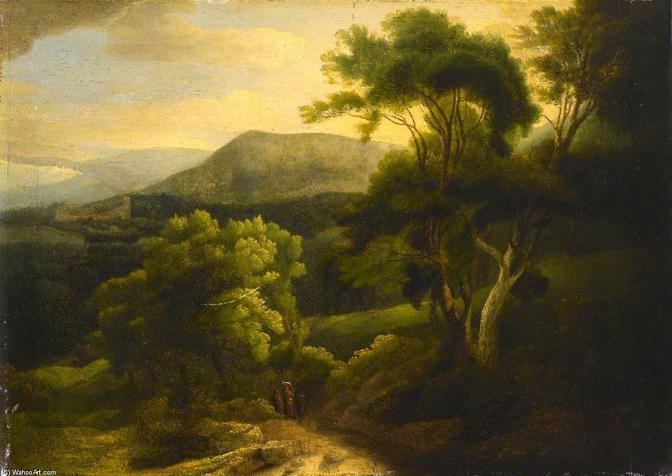 Wikioo.org - The Encyclopedia of Fine Arts - Painting, Artwork by Francis Towne - At Tivoli, Mountain Landscape In The Alban Hills, Italy