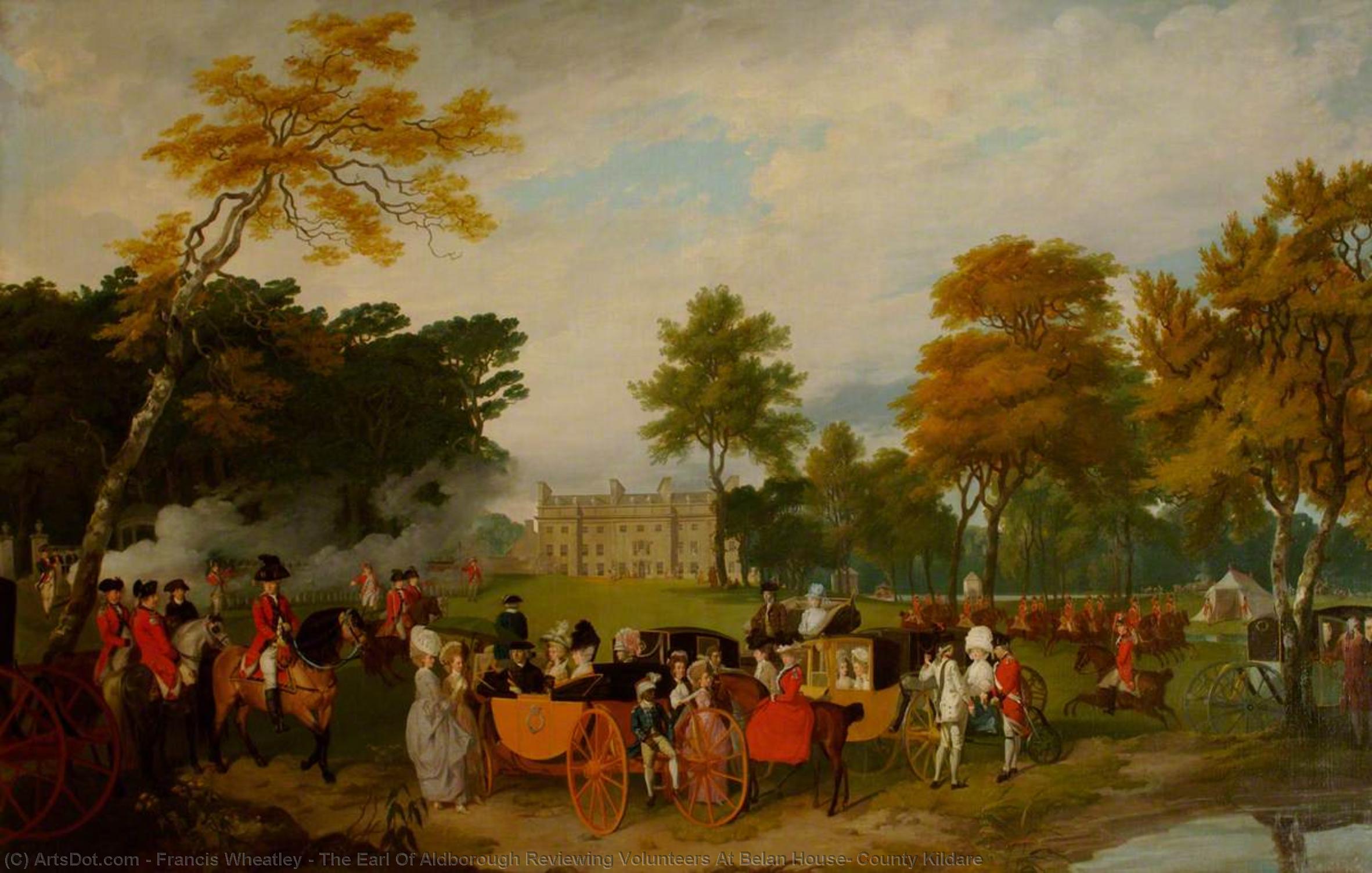 Wikioo.org - The Encyclopedia of Fine Arts - Painting, Artwork by Francis Wheatley - The Earl Of Aldborough Reviewing Volunteers At Belan House, County Kildare