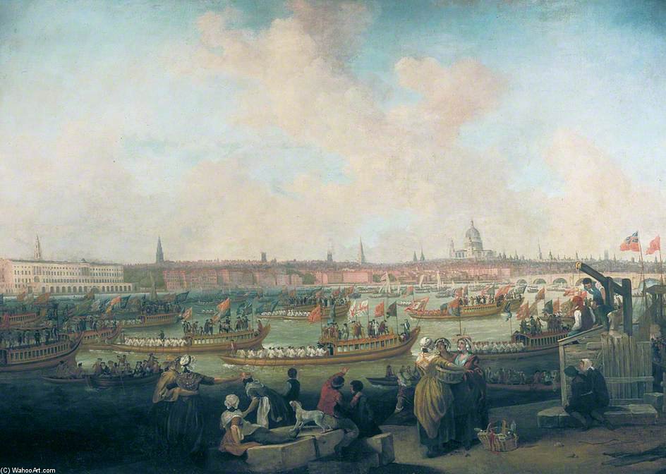 WikiOO.org - 百科事典 - 絵画、アートワーク Francis Wheatley - ウェストミンスター、ロンドンへの水により市長の行進