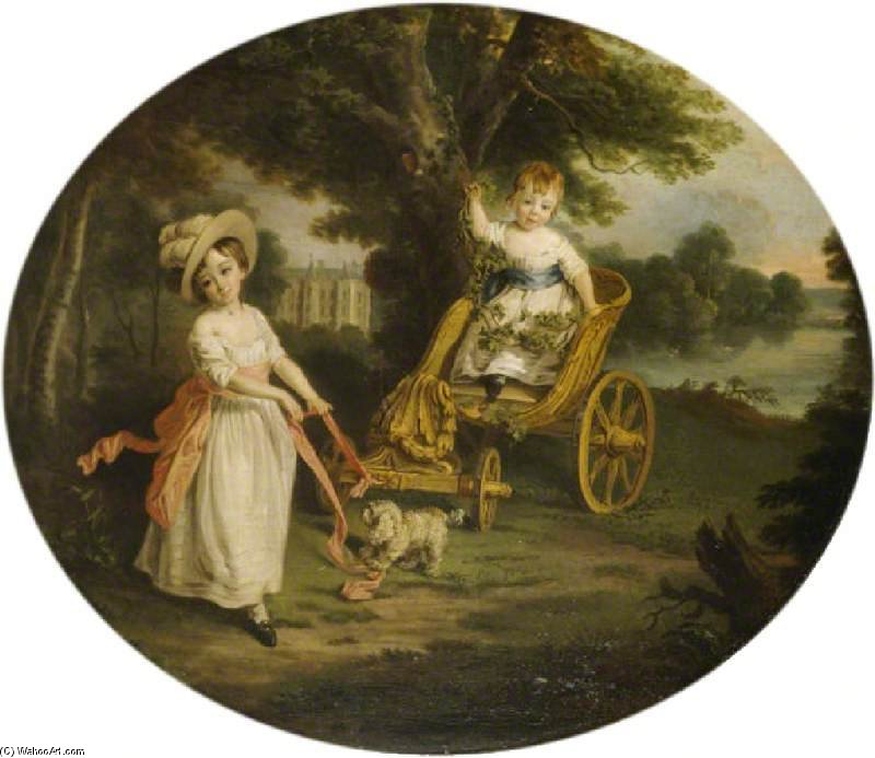 Wikioo.org - The Encyclopedia of Fine Arts - Painting, Artwork by Francis Wheatley - The O’Neill Boys with a Chariot in the Grounds of Shane’s Castle
