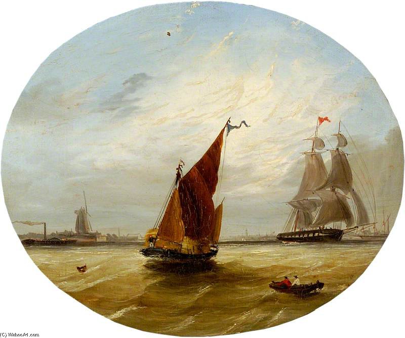 WikiOO.org - دایره المعارف هنرهای زیبا - نقاشی، آثار هنری Frederick Calvert - Shipping Off The Coast