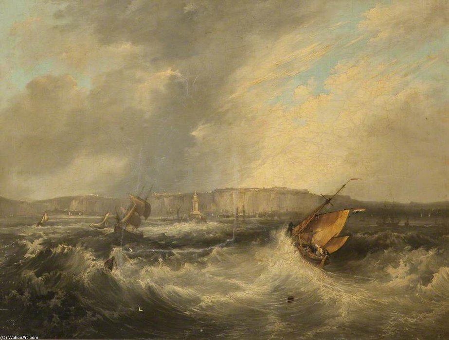 WikiOO.org - Енциклопедія образотворчого мистецтва - Живопис, Картини
 Frederick Calvert - Shipping Scene With Lighthouse