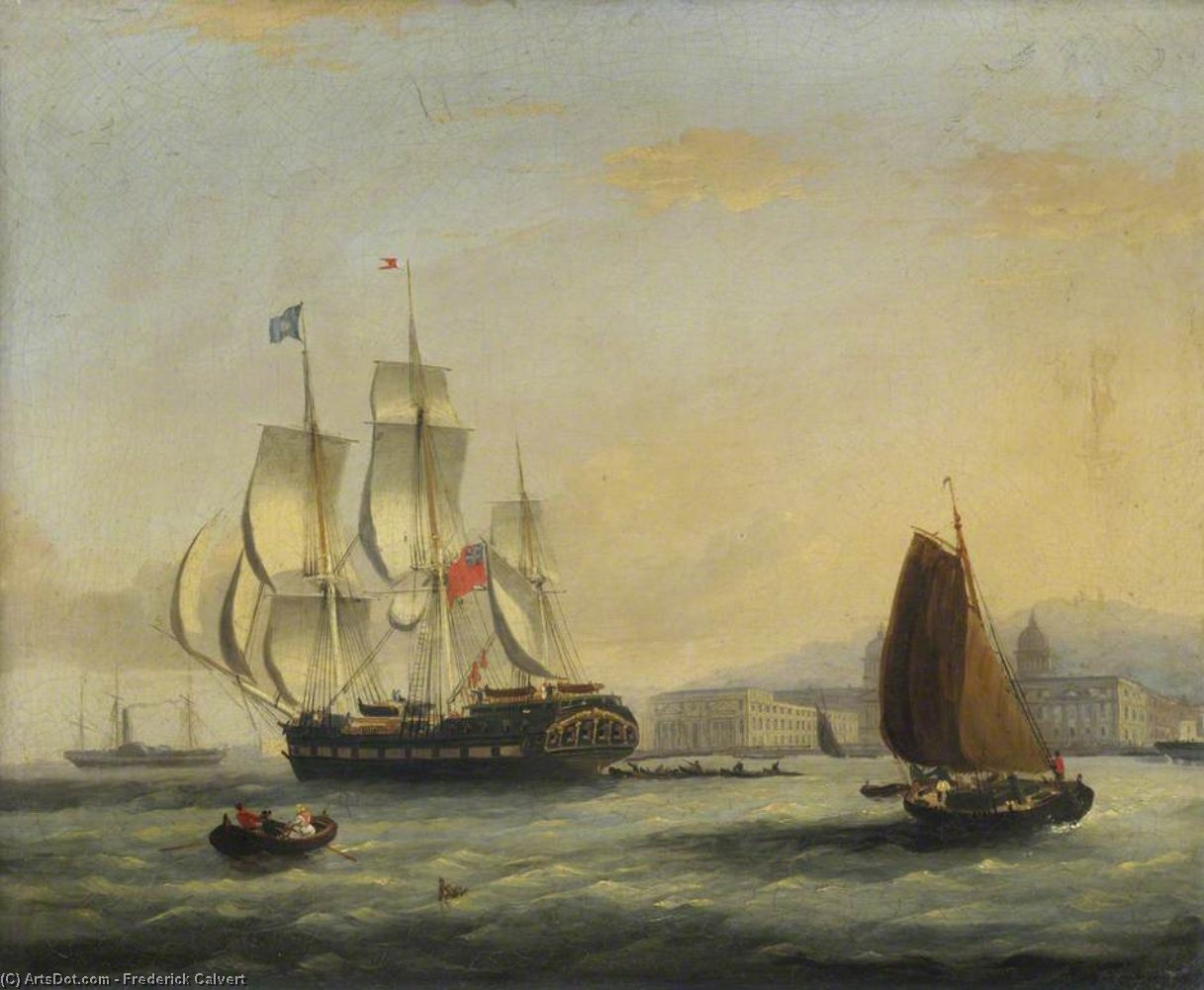 Wikioo.org - The Encyclopedia of Fine Arts - Painting, Artwork by Frederick Calvert - View Of Greenwich