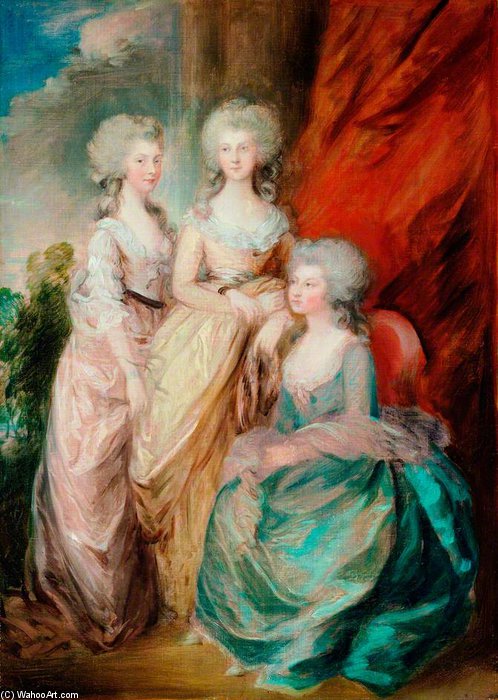 Wikioo.org - The Encyclopedia of Fine Arts - Painting, Artwork by Gainsborouth Dupont - The Three Eldest Daughters Of George Iii