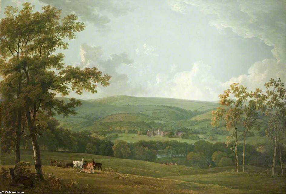 Wikioo.org - สารานุกรมวิจิตรศิลป์ - จิตรกรรม George Barret The Elder - A Distant View Of Towneley Hall