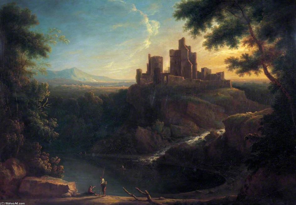 Wikioo.org - The Encyclopedia of Fine Arts - Painting, Artwork by George Barret The Elder - Chepstow Castle