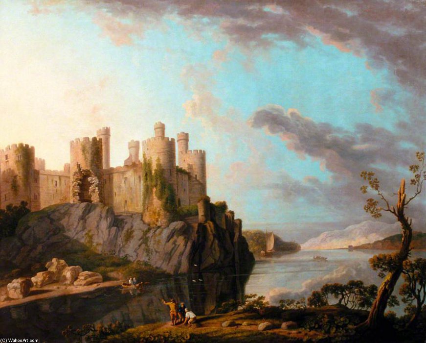WikiOO.org - Enciclopédia das Belas Artes - Pintura, Arte por George Barret The Elder - Conway Castle -