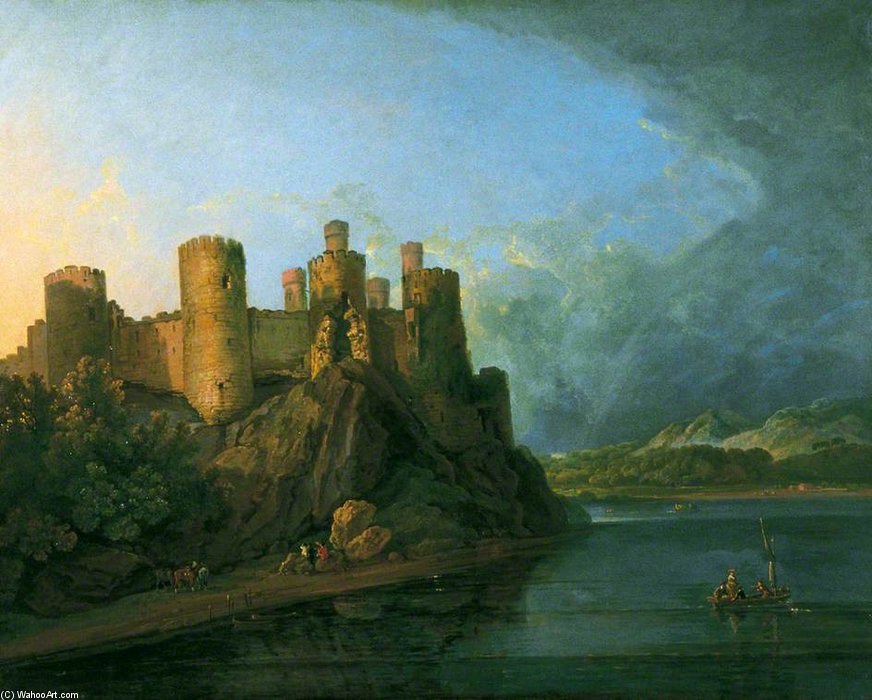 WikiOO.org - دایره المعارف هنرهای زیبا - نقاشی، آثار هنری George Barret The Elder - Conway Castle -