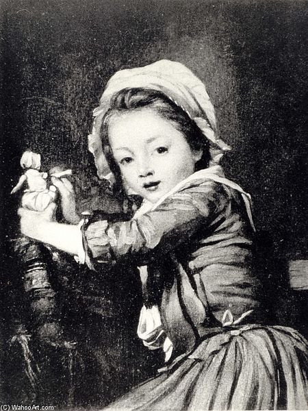 Wikioo.org - The Encyclopedia of Fine Arts - Painting, Artwork by Henri Pierre Danloux - Girl Playing With A Doll