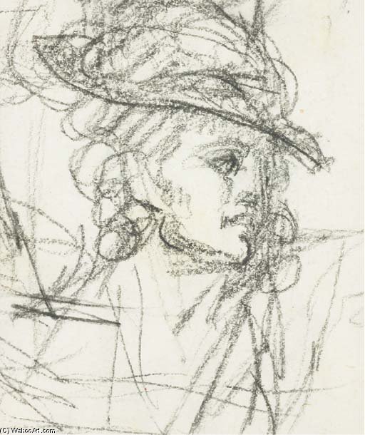 WikiOO.org - Encyclopedia of Fine Arts - Maalaus, taideteos Henri Pierre Danloux - Jeune Femme En Buste Portant Un Chapeau Tournée Vers La Droite