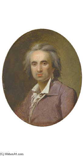 WikiOO.org - Encyclopedia of Fine Arts - Maleri, Artwork Henri Pierre Danloux - Portrait D'homme En Buste, Portant Une Redingote Mauve