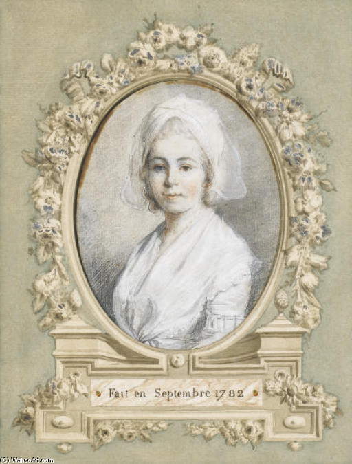 WikiOO.org - Encyclopedia of Fine Arts - Schilderen, Artwork Henri Pierre Danloux - Portrait De Femme En Buste, Coiffée D'un Fichu
