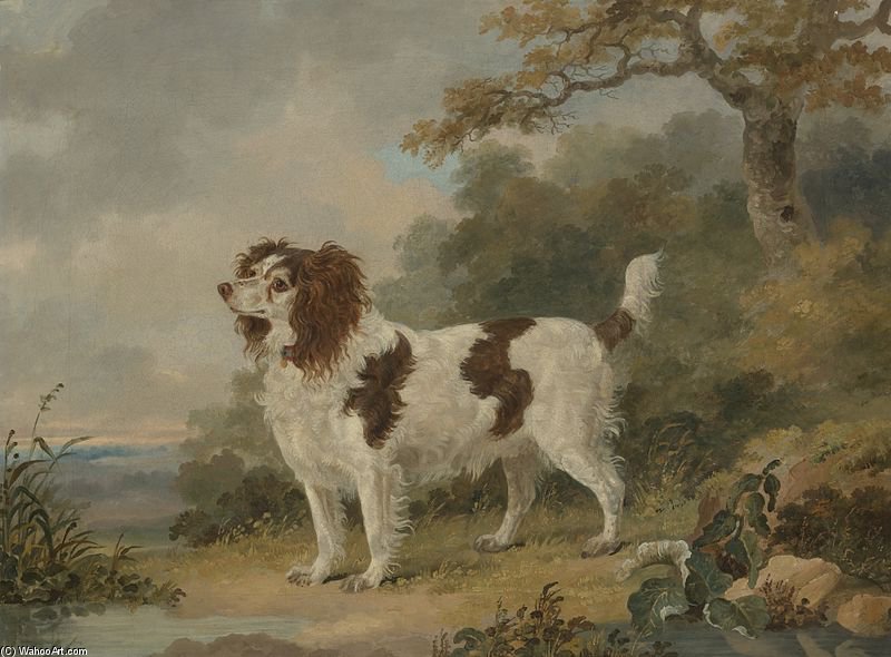 Wikioo.org - The Encyclopedia of Fine Arts - Painting, Artwork by Henry Bernard Chalon - A Spaniel In A Landscape