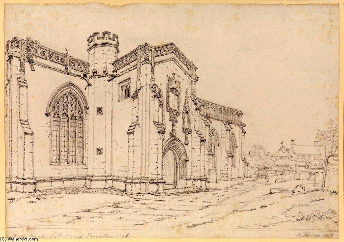 WikiOO.org - אנציקלופדיה לאמנויות יפות - ציור, יצירות אמנות Henry Edridge - View Of St. Mary's Church At Taunton