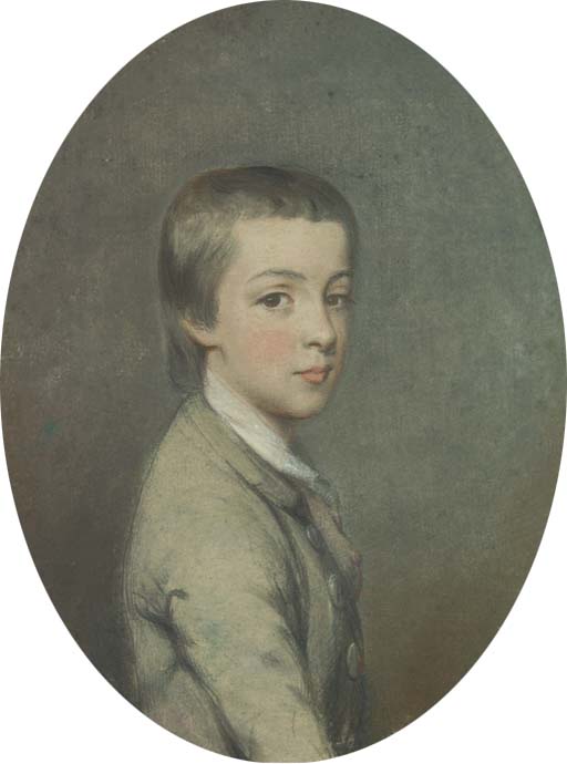 Wikioo.org - The Encyclopedia of Fine Arts - Painting, Artwork by Hugh Douglas Hamilton - Portrait Of A Boy, Half-length, In Profile To The Right, In Green Jacket