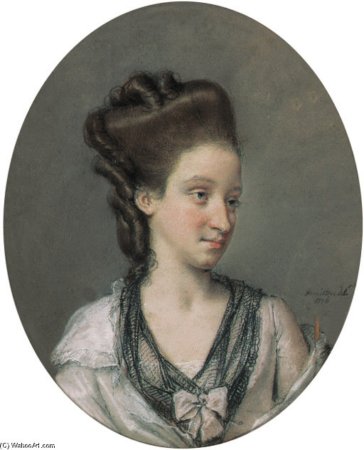 Wikioo.org - The Encyclopedia of Fine Arts - Painting, Artwork by Hugh Douglas Hamilton - Portrait Of Mrs Playford, Bust-length