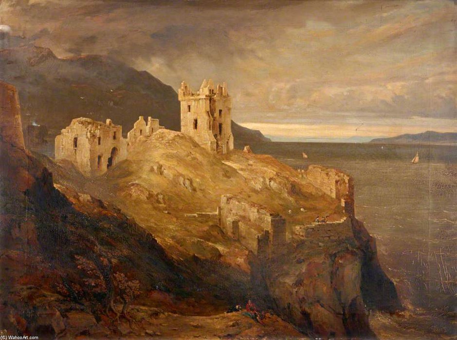 WikiOO.org - Encyclopedia of Fine Arts - Maleri, Artwork Hugh William Williams - Castle Urquhart, Loch Ness