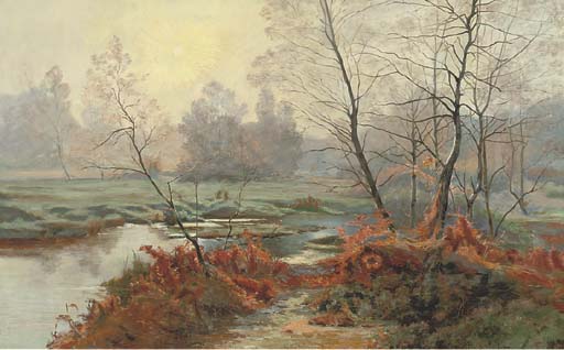 WikiOO.org - Encyclopedia of Fine Arts - Målning, konstverk Albert Gabriel Rigolot - A Woodland Stream