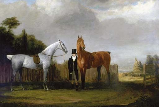 Wikioo.org - The Encyclopedia of Fine Arts - Painting, Artwork by Jacques Laurent Agasse - A Gentleman And His Two Favorite Horses