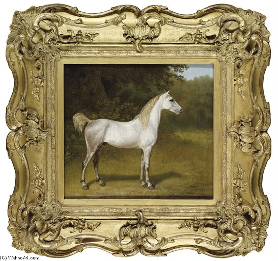 WikiOO.org - Encyclopedia of Fine Arts - Maleri, Artwork Jacques Laurent Agasse - An Arab Stallion In A Landscape -