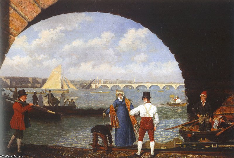 WikiOO.org - 百科事典 - 絵画、アートワーク Jacques Laurent Agasse - ウエストミンスターブリッジに着陸