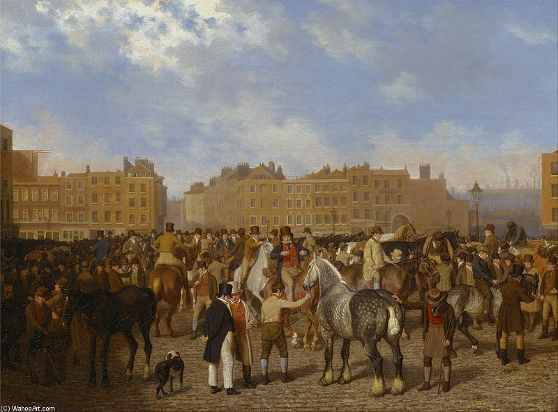 Wikioo.org - The Encyclopedia of Fine Arts - Painting, Artwork by Jacques Laurent Agasse - Old Smithfield Market