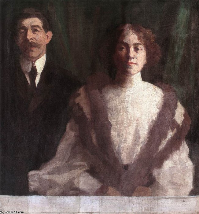Wikioo.org - The Encyclopedia of Fine Arts - Painting, Artwork by Karoly Ferenczy - Cezár Herrer And His Wife At Nagybánya