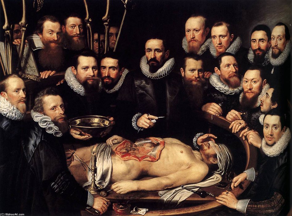 Wikioo.org - The Encyclopedia of Fine Arts - Painting, Artwork by Michiel Jansz Van Mierevelt - Anatomy Lesson Of Dr. Willem Van Der Meer