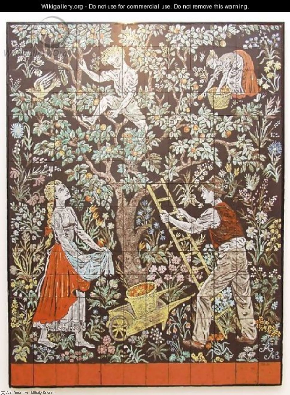 WikiOO.org - Encyclopedia of Fine Arts - Maalaus, taideteos Mihaly Kovacs - Picking Apples