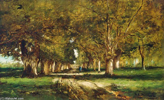 Wikioo.org - The Encyclopedia of Fine Arts - Painting, Artwork by Mihaly Munkacsy - Avenue In Colpach