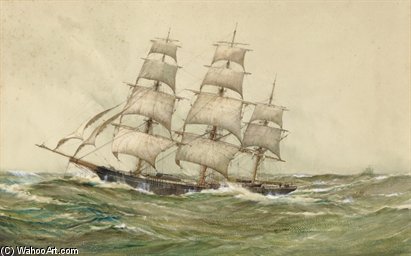 Wikoo.org - موسوعة الفنون الجميلة - اللوحة، العمل الفني Montague Dawson - The Clipper Ship Racer Of New York