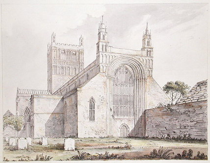 WikiOO.org - Enciclopédia das Belas Artes - Pintura, Arte por Moses Griffith - Tewkesbury Church, Gloucestershire
