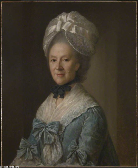WikiOO.org - Encyclopedia of Fine Arts - Maleri, Artwork Nathaniel Hone - Portrait Of A Lady In A Blue Dress