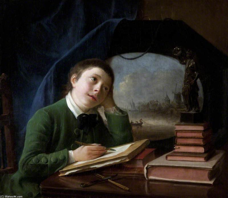 Wikioo.org - The Encyclopedia of Fine Arts - Painting, Artwork by Nathaniel Hone - Portrait Of His Son Sketching