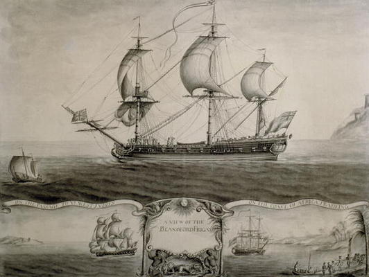 WikiOO.org - دایره المعارف هنرهای زیبا - نقاشی، آثار هنری Nicholas Pocock - Views Of The Blandford Frigate On The Passage To The West Indies And Trading On The Coast Of Africa