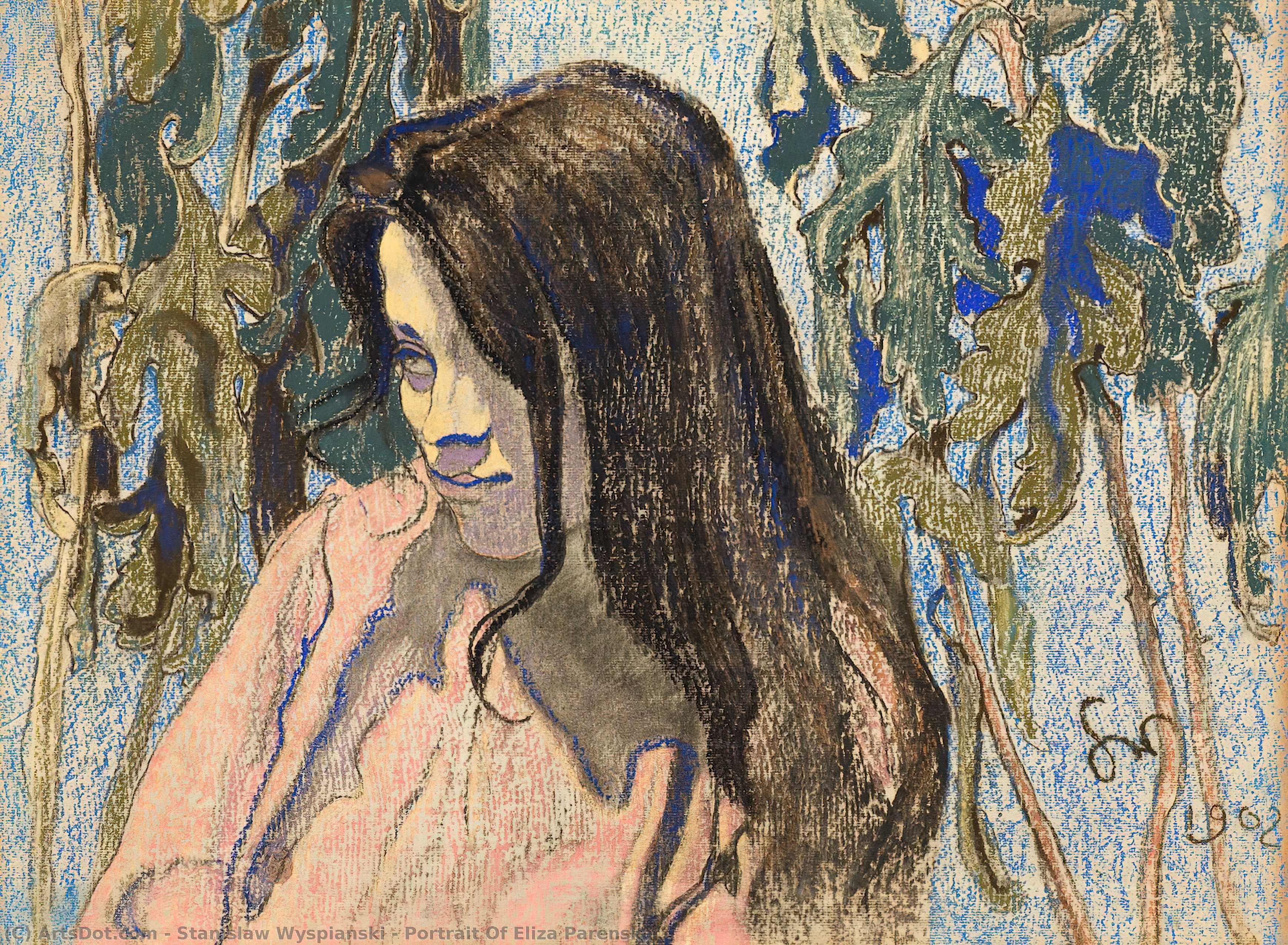 WikiOO.org - Encyclopedia of Fine Arts - Schilderen, Artwork Stanislaw Wyspianski - Portrait Of Eliza Parenska